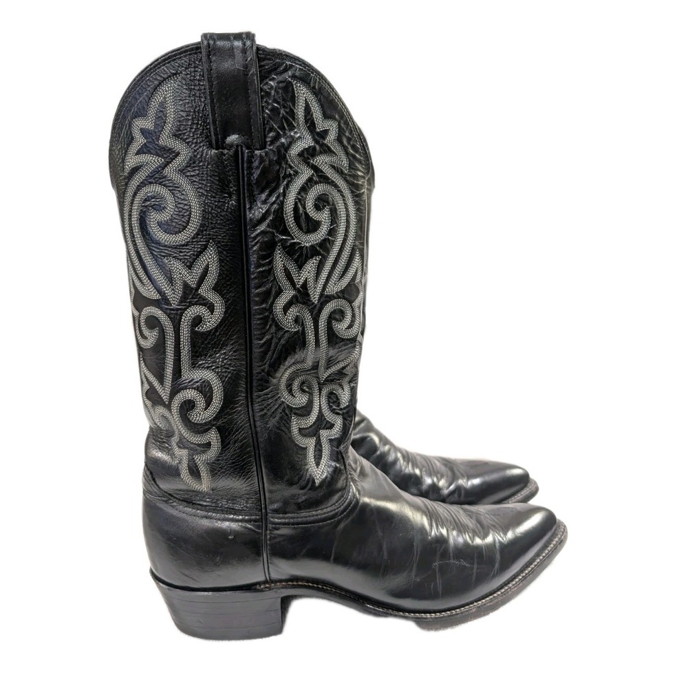 Justin Boots 1409 Black Pull-On Stitched Cowboy Boots Mens 10 B